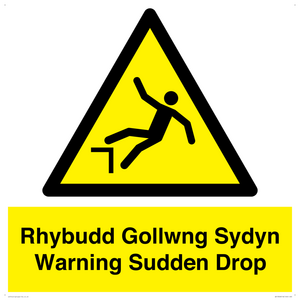 Rhybudd Gollwng Sydyn Warning Sudden Drop